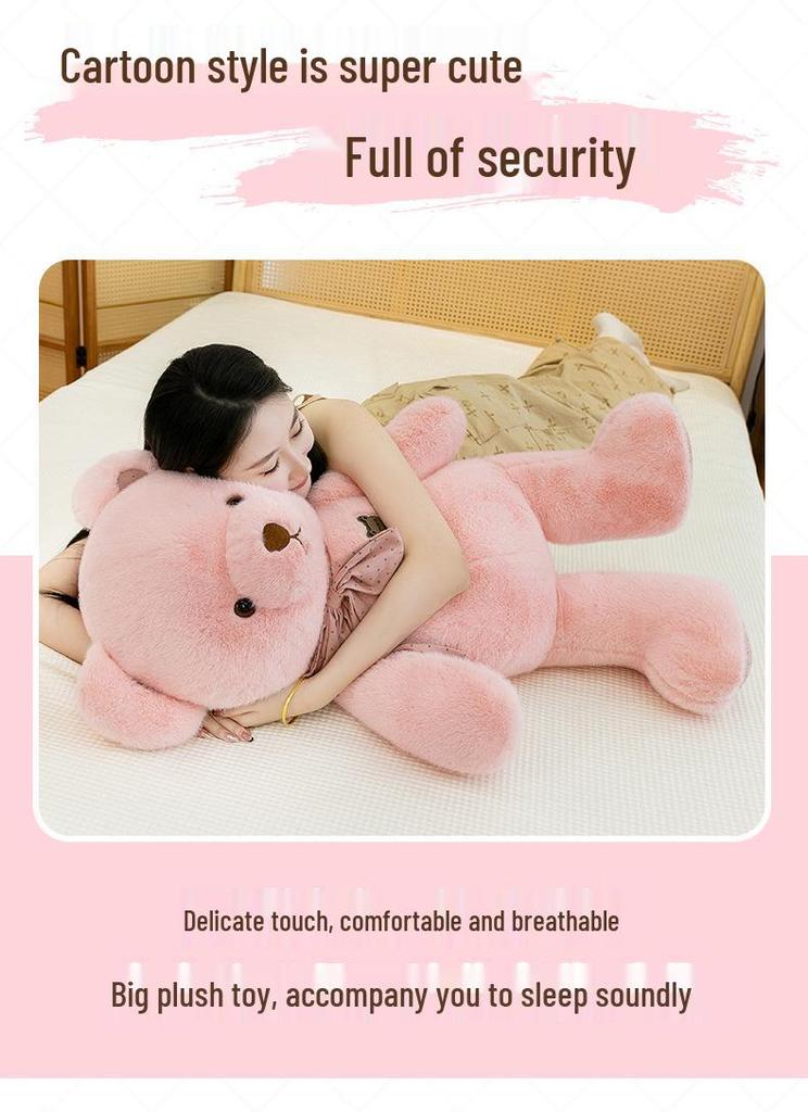 Large Plush Teddy Bear with Polka Dot Ribbon - Perfect Hugging Gift for Birthdays
