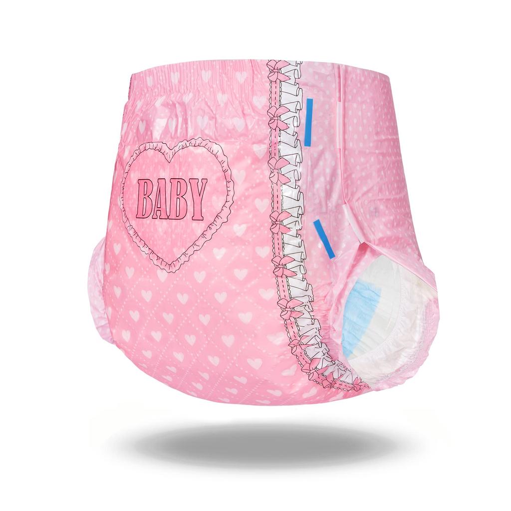 LittleForBig Adult Heart Multiple Care Tape 2 Pink Diapers, Pattern, 10-Pack [Embarrassing Baby], Thick, Absorption, Diapers, Type, Diapers, [XL Size]