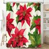 Christmas-themed shower curtain with red poinsettias for bathroom decor waterproof fabric suitable for all seasons #home-decor