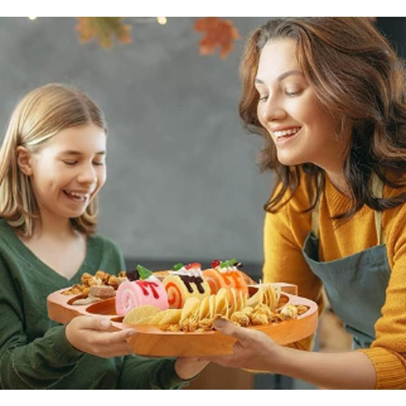 1Pcs Random Creative Vegetables Pumpkin Tray Suitable Celebrate Halloween Wooden Pumpkin Snacks Tray Festive Party Decorative