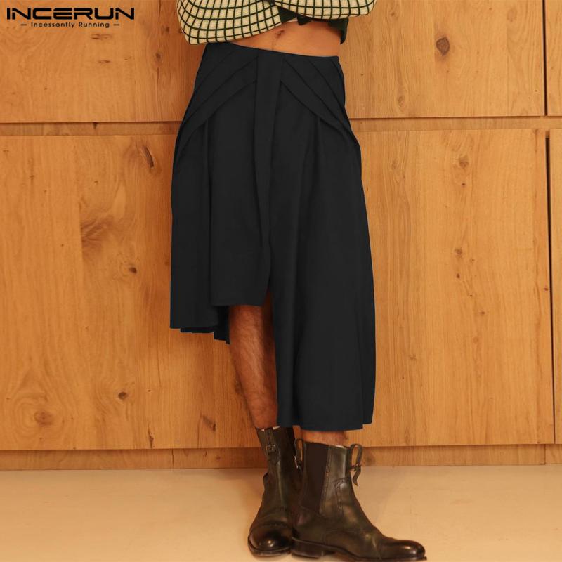 

INCERUN Мужские короткие полубрюки неправильной формы на молнии с рюшами