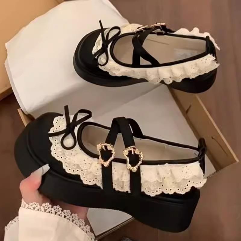 2025 neue schwarze Schleife flacher Mund Damenschuhe Sommer mit Rock Mary Jane kleine Lederschuhe Plateau vielseitige einzelne Schuhe