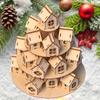 Jul Trä Adventskalender Hus med 24 Hus Nedräkning till Jul DIY Kraftpapper Present för Barn Familj Heminredning