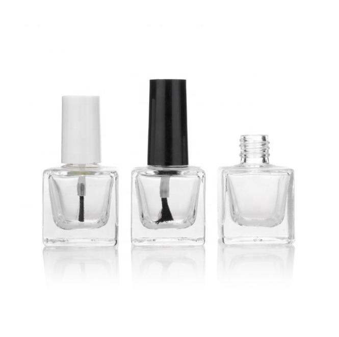 New Design 10ML Empty Luxury Glass Square Nail Polish Bottle With Brush