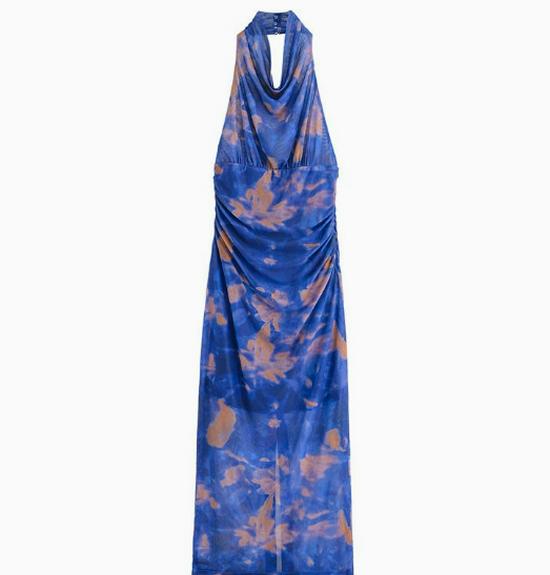 European American Women s Slimming Casual Dress - Fashionable Niche Design Large синий