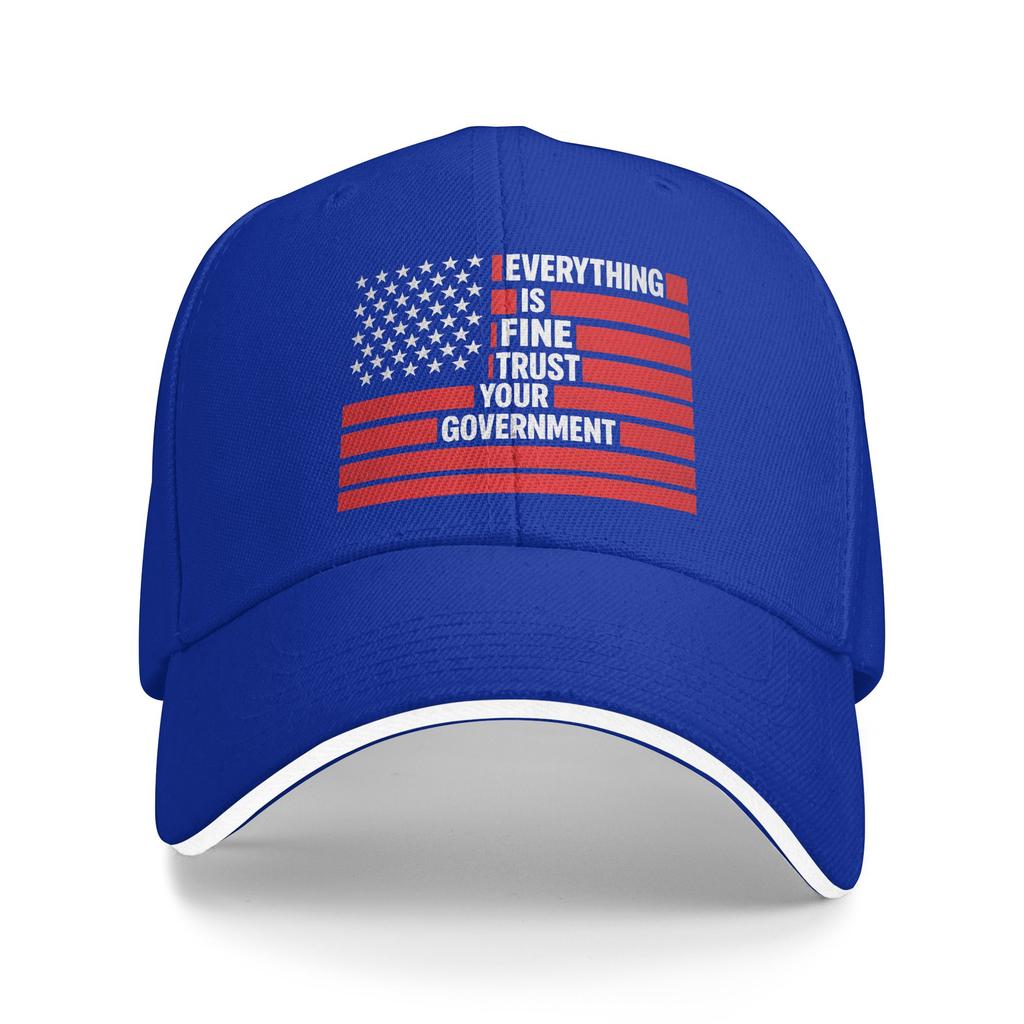 Summer Casual Baseball Cap Vintage Everything Is Fine Trust Your Government Flag Meme Kpop Rock Trucker Hat Men Baseball Caps