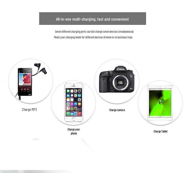 8-Port USB Charger QC3.0 Fast Charging with Smart Display & PD20W for Phones & Tablets