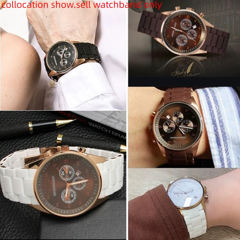 20mm 23mm watchband For Armani AR5906 AR5905 AR5890 AR5889 5858 5920 Silicone +Stainless steel strap men woman Rubber bracelet