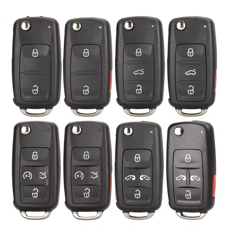 4/5 Buttons Car Key Case Shell For Vw/Volkswagen Sharan Caddy Eos Golf Jetta Beetle Polo Up Tiguan Touran Folding