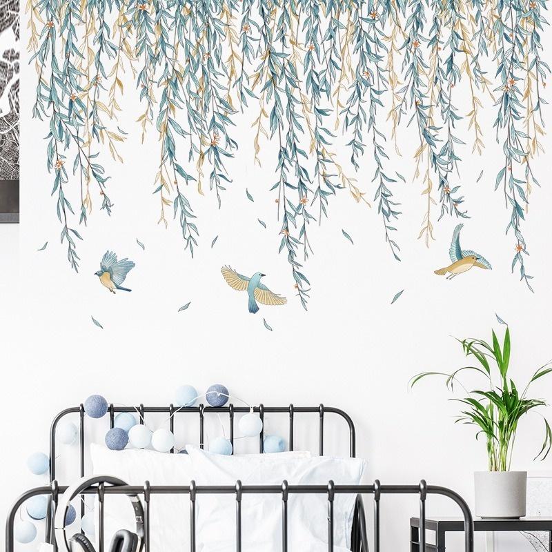 Weeping Willow Swallow Removable Wall Stickers Self-adhesive Decals Living Room Decor Art for Nursery Kids Bedroom Posters Mural