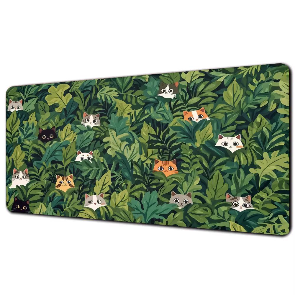 Green Plant Cat Mouse Pad Pc Gamer Computer Accessories Mousepad Gaming Laptop Keyboard Carpet Large Desk Mat rug