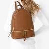 MICHAEL KORS Rhea Zip classic solid color commuter business leather backpack medium size women's leather brown