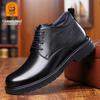 Men's Thickened Plush Cowhide Water-Repellent High-Top Shoes with Non-Slip Rubber Outsole