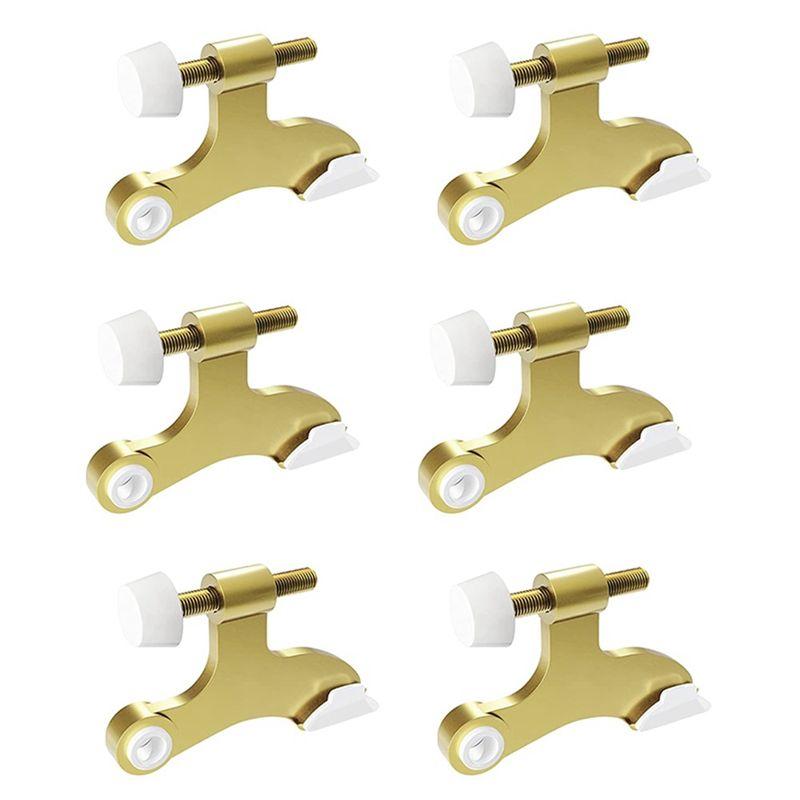 

AEE4-6Pcs Hinge Pin Door Stopper Adjustable Heavy Duty Hinge With Rubber Bumper To Reduce Potential Damage Wall Dents золотий