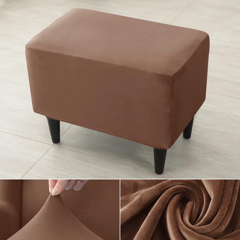 Miękki aksamit osmański pokrowiec na stołek Stretch prostokąt podnóżek narzuty antypoślizgowe zdejmowane Sofa fotel podnóżek Protector obejmuje