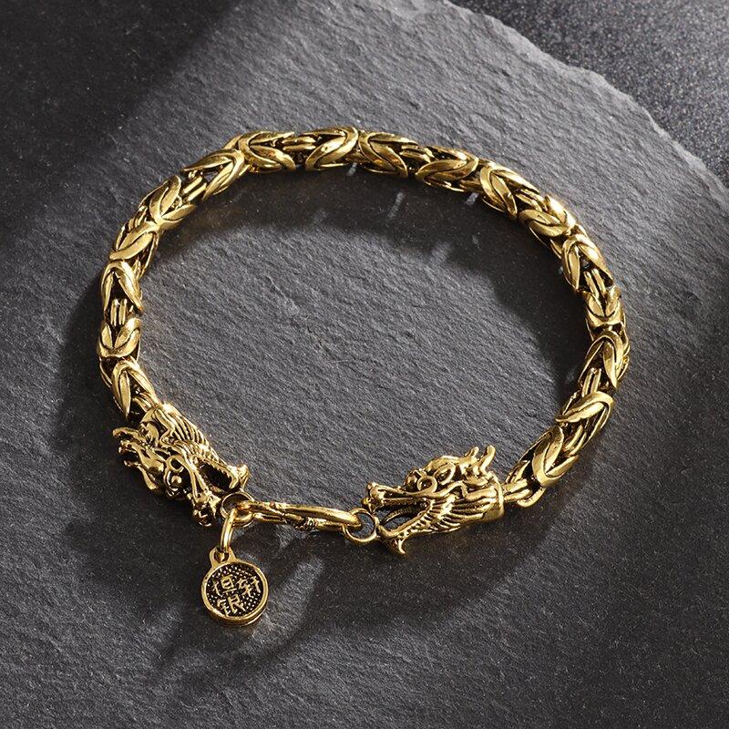 Этнический Панк Серебристый Металлический Браслет Дракон Мужской Браслет Мотоцикл Рок-Райдер Украшение Подарок