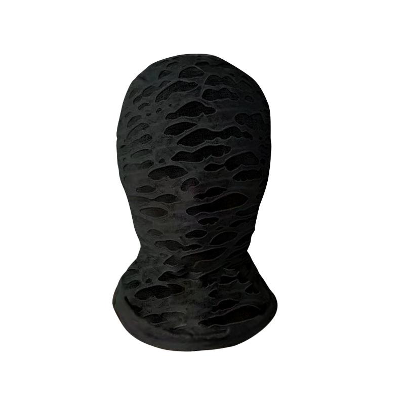 

Gothic Punk Distressed Ripped Face Mask Balaclava Cap Sun Uv Protection Bike Motorcycle Ski Mask Halloween Cosplay Head Cover чорний