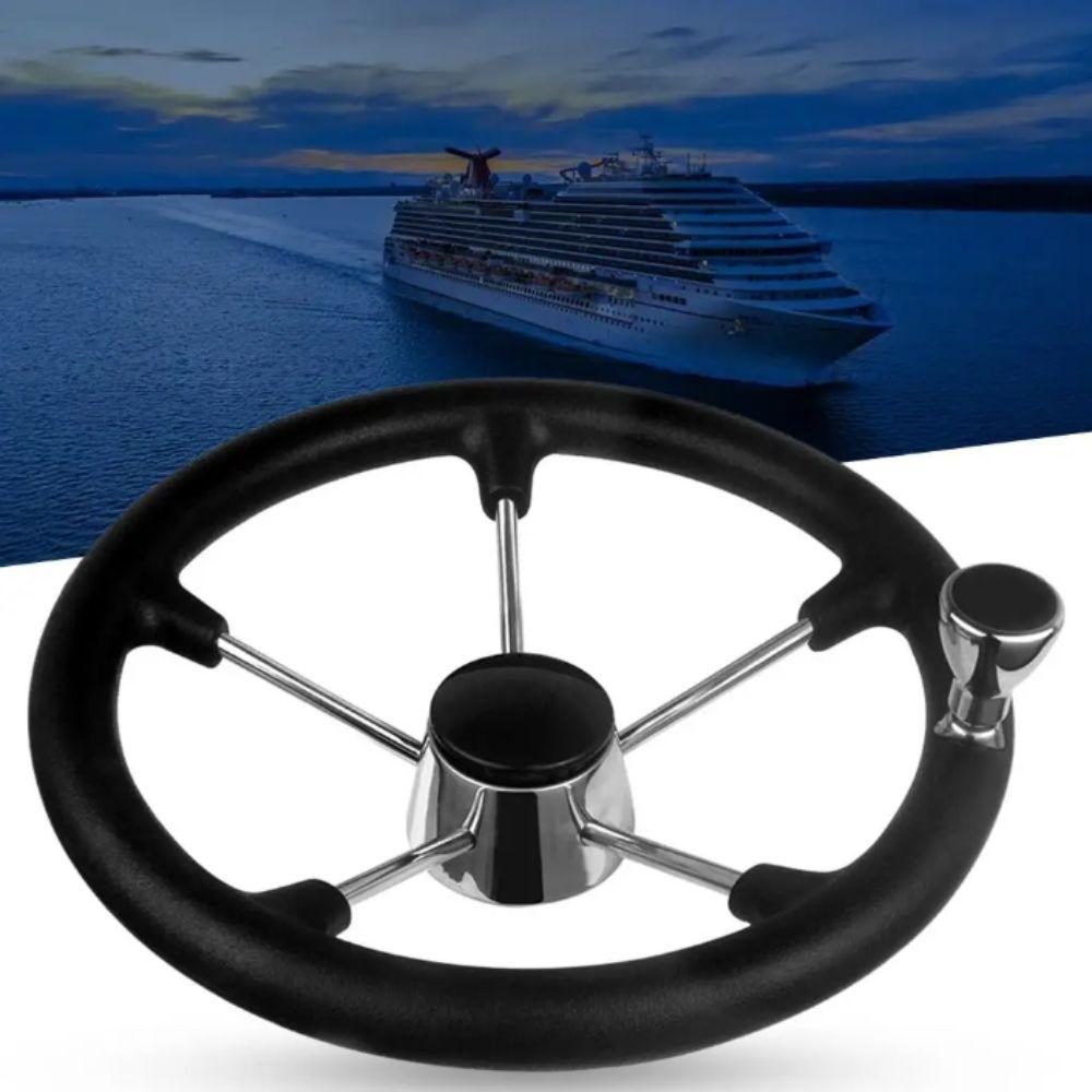 Stainless Steel Boat Steering Wheel Black Foam Grip Destroyer Steering Wheel  Marine Use