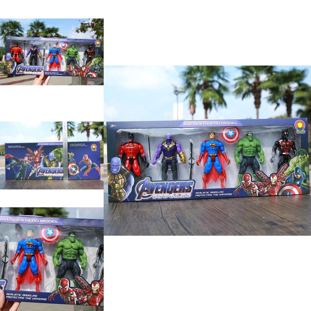Marvel Avengers Heroes 5pcs Hulk Captain America Thanos Action Figures For Kids Gifts