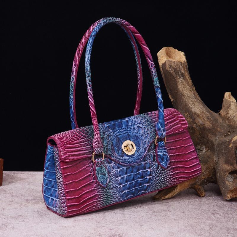 Handbag Shoulder Bag Vintage Tote Bag Underarm Bag Baguette Bag Alligator Print Bag for Women