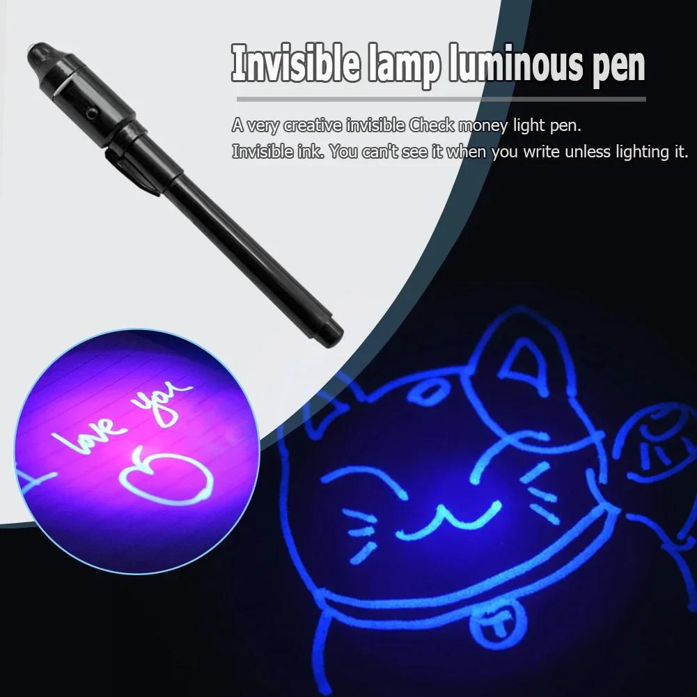 10-1PC Invisible Ink Pen Luminous Light Pen Secret Message Magic UV Light Pen Learning Education Toys for Students Party Favors