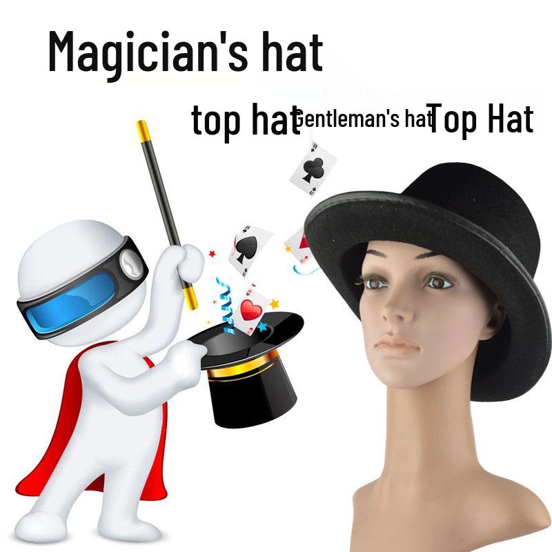 Non-Woven Black Magician's Top Hat: Children's Retro Lincoln Party Hat Magic Prop