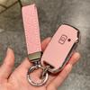 for Kia Key Fob Cover with Leather Lanyard, Car Key Fob Case Compatible with Cerato Ceed Forte NIRO Sorento Seltos Sportage Soul