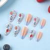 Blueberry & Strawberry French Manicure: 24-Piece Detachable Water Drop False Nails for Spring & Summer