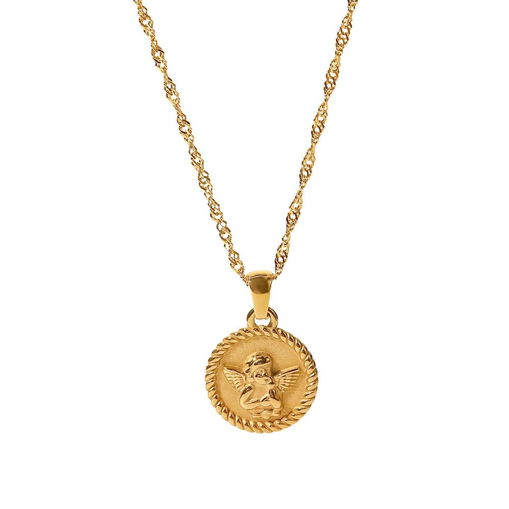 Süße Engelsanhänger Halskette für Damen Vergoldete Edelstahl Halskette Wellenkette Schmuck Zubehör