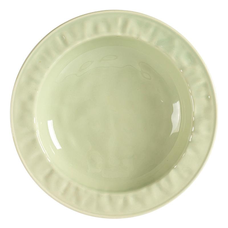 Cream Straw Hat Plate Ceramic Western Food Plate Pasta Plate Household Tableware Solid Color Breakfast Plate Vegetable Plate Salad Plate