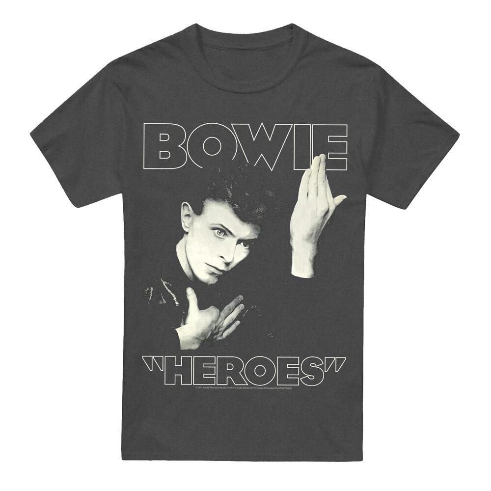 Футболка с принтом David Bowie Heroes, S-2XL, Угольный S