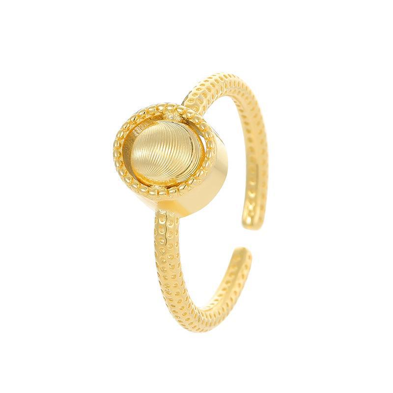 Banyan Tree S925 Prata Banhado Ouro Olho de Gato Anel de Dedo Indicador Rotativo - Luxo Leve para Mulheres