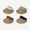 Foldable Sunscreen Hat Summer Seaside Travel Straw Hat Striped Large Brim Sunshade Hat