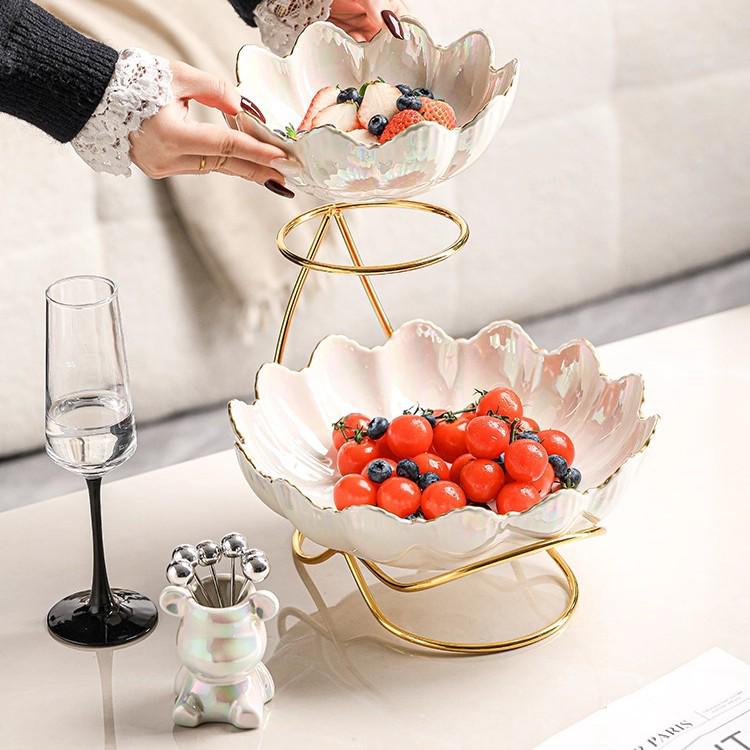 European Light Luxury Multi-layer Fruit and Candy Plate for Housewarming or New Home