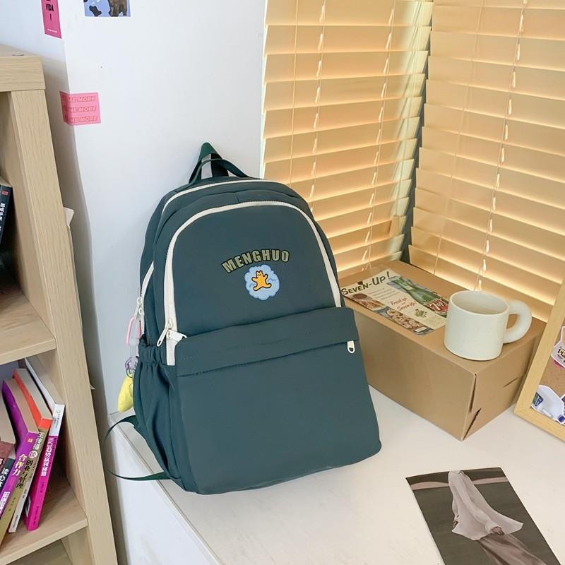 Simplified Bear Letter Printed Student Backpack With Plush Pendant For School