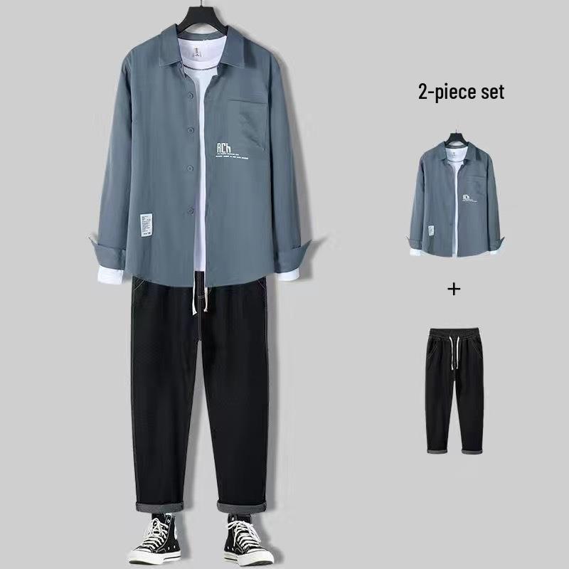 

Мужской модный повседневный комплект на весну и осень - Зрелый стиль, из двух или трех предметов 4XL