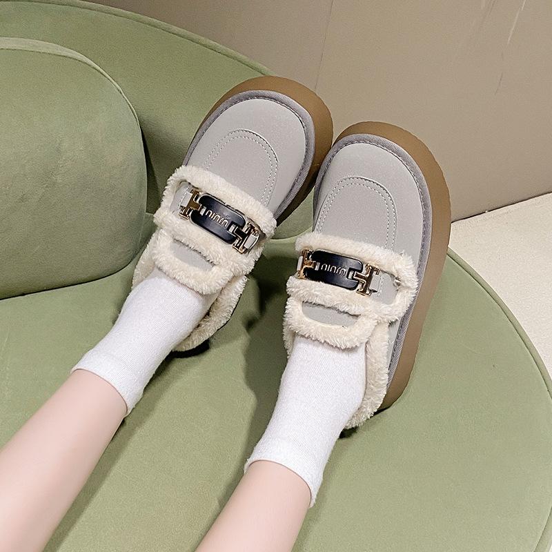 Pantoufles à semelles épaisses en velours pour femmes, chaussures d'extérieur 2025, nouvelles pantoufles moelleuses d'hiver à enfiler, bottes de neige, chaussures en coton