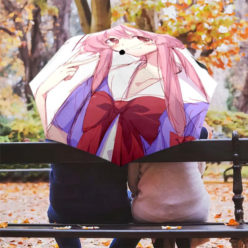 1 PC Automatic Folding Umbrella - Gasai Yuno Pattern Portable Foldable Design With 8 Ribs Christmas Birthday Gifts