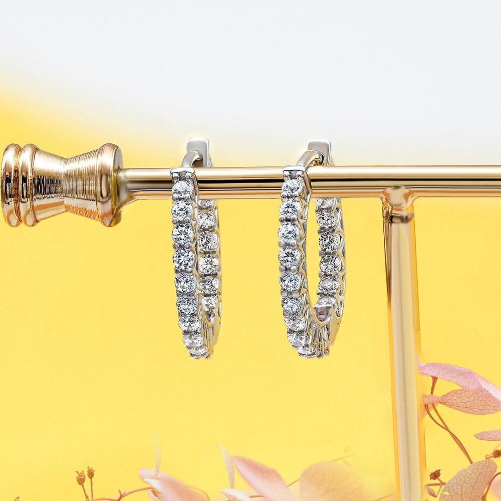 Boucles d'oreilles créoles en argent Sterling 925 pour femmes, pierres précieuses Moissanite créées, à la mode, pour fête de mariage, bijoux fins