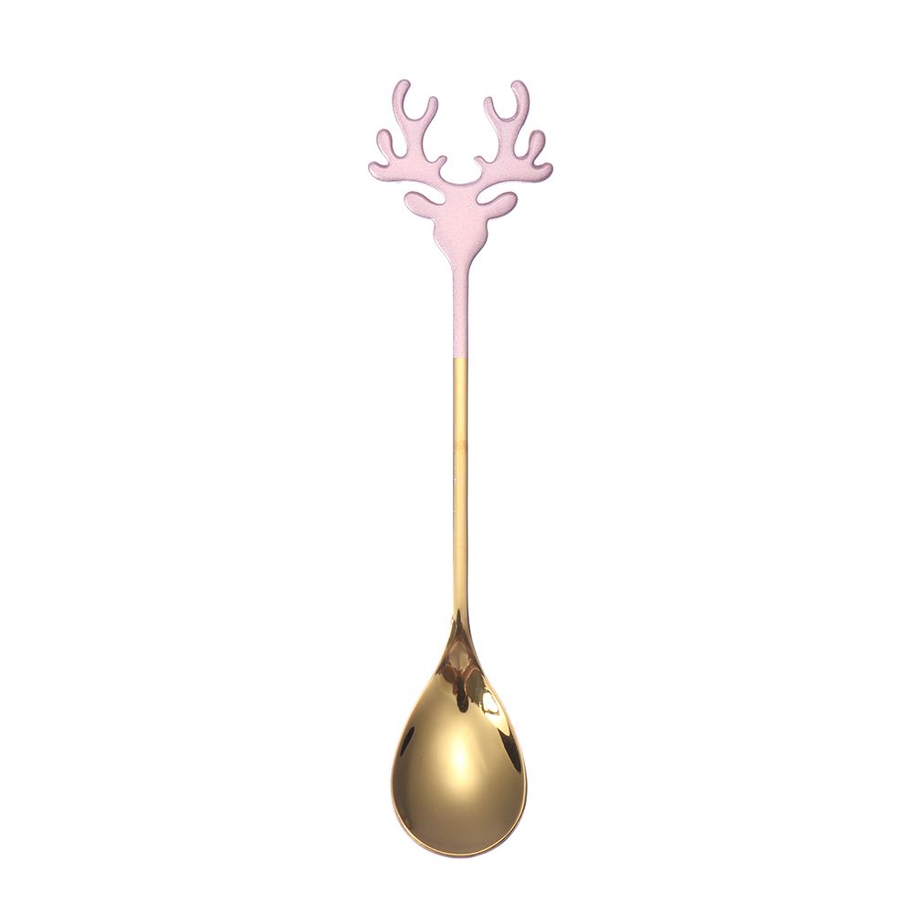 Tableware Stirring Spoon Christmas Deer Head Christmas Spoons Xmas Antlers Tea Scoop Coffee Scoops