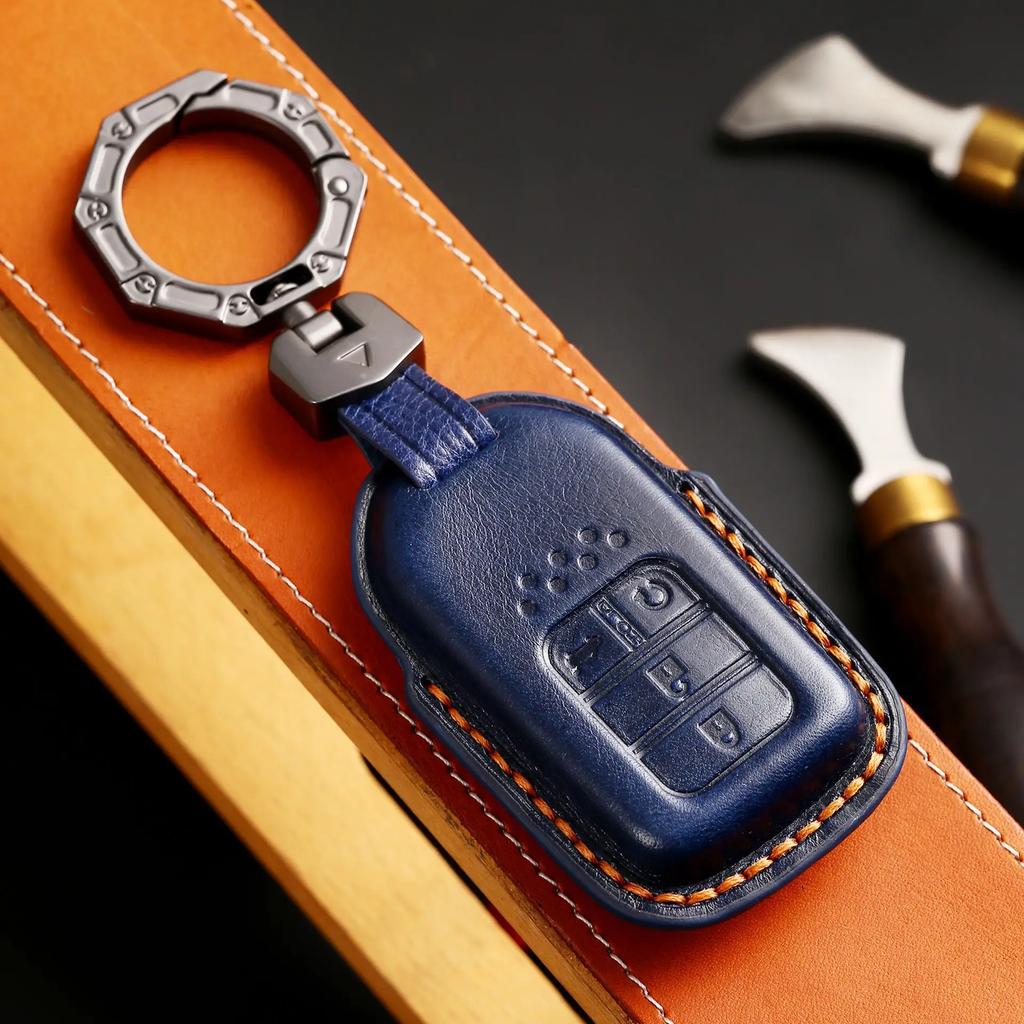 Leather Car Key Case Cover Shell For Honda Civic Accord Vezel Fit Crv Hrv Crz Hrv Polit Jazz Jade Stepwgn Elysion Pilot Odyssey