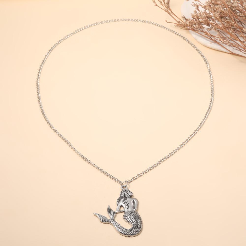 Accessori Collana con Ciondolo Sirena Vintage Catena Lunga per Maglione