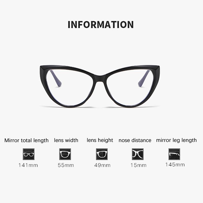 Óculos Vintage de Alta Definição Olho de Gato Anti Luz Azul 0 Grau Ultraleve Lentes Plano Óculos