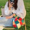 Luxury Design Stripe Knitted Small Handbag and Purse Fashi Korean Trendy Travel Shoulder Bag Wrist Bag Summer Shopper Tote