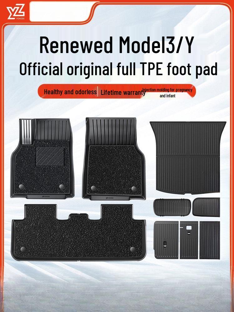 TPE Floor Mats for Tesla Model 3/Y: Fully Enclosed, Refreshing Car Accessories