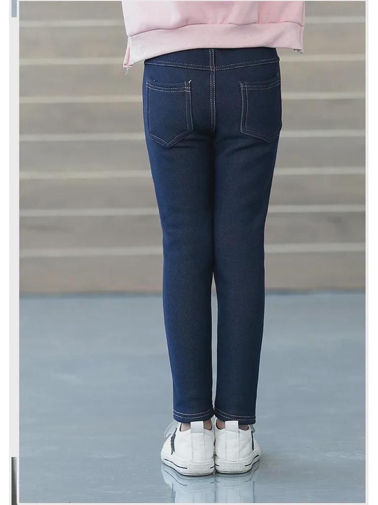 Kids' Winter Thickened Fleece-Lined Jeggings for Girls - Trendy Korean Style