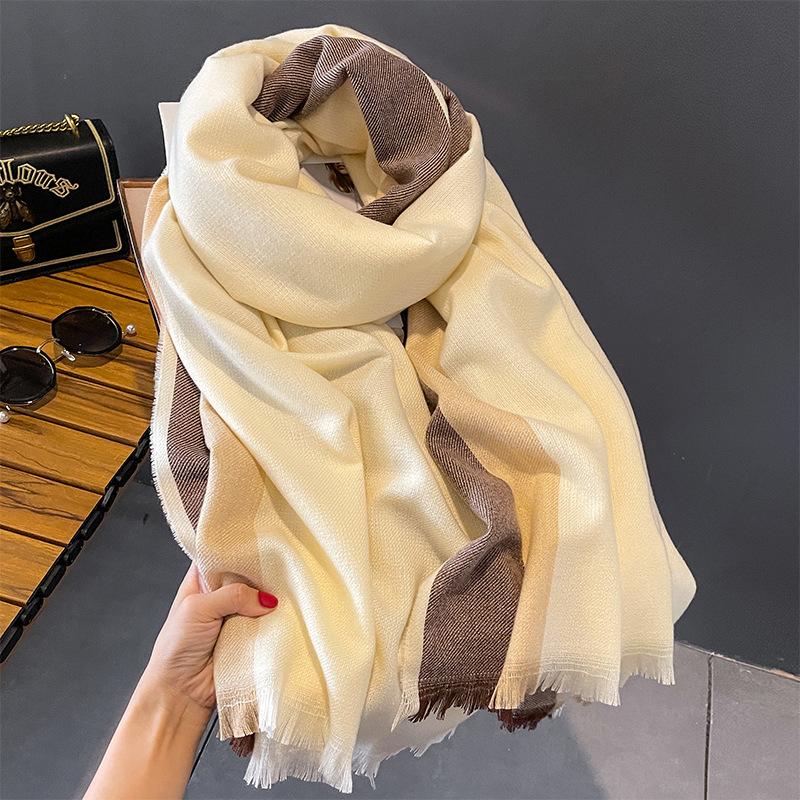 New Autumn and Winter Wool Scarf for Women Strip Simple Warm Thickened Scarf Fashion Simple Shawl for Women