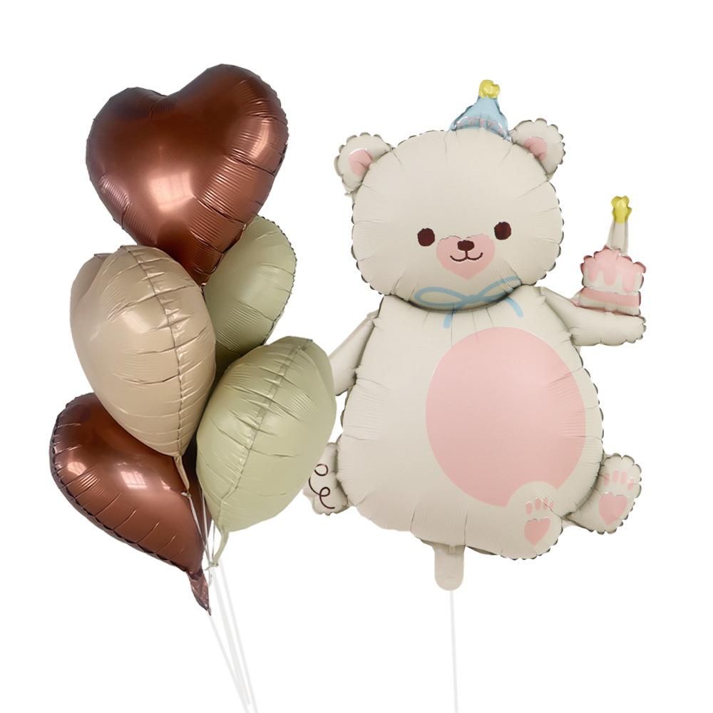

Matte Bear Aluminum Film Balloon Set Love Digital Children S Birthday Party Decoration Decoration Bear Birthday Party No number milky white cake magic bear