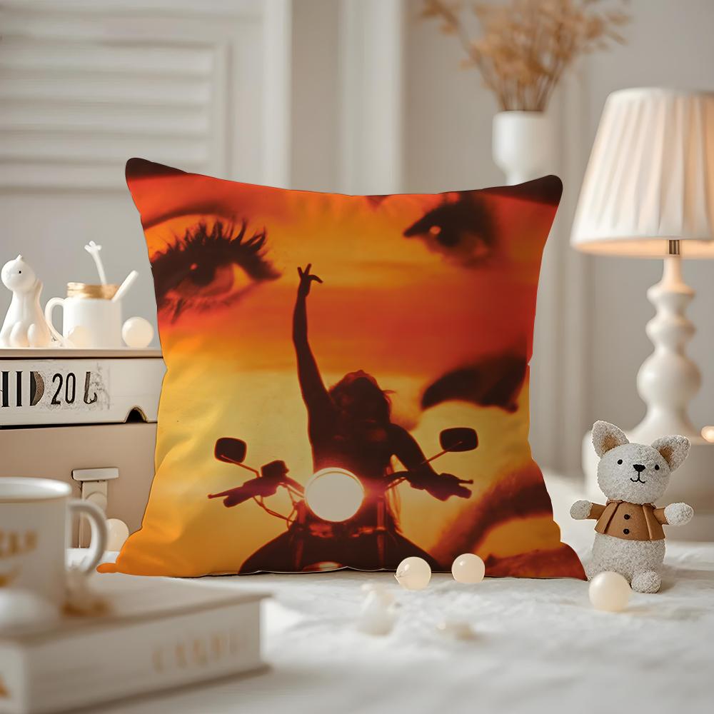 Cushion Cover Anti-dustmite Pillowcase Invisible Zipper Silky Short Plush Sofa Cushion Cover Miley Cyrus Singer