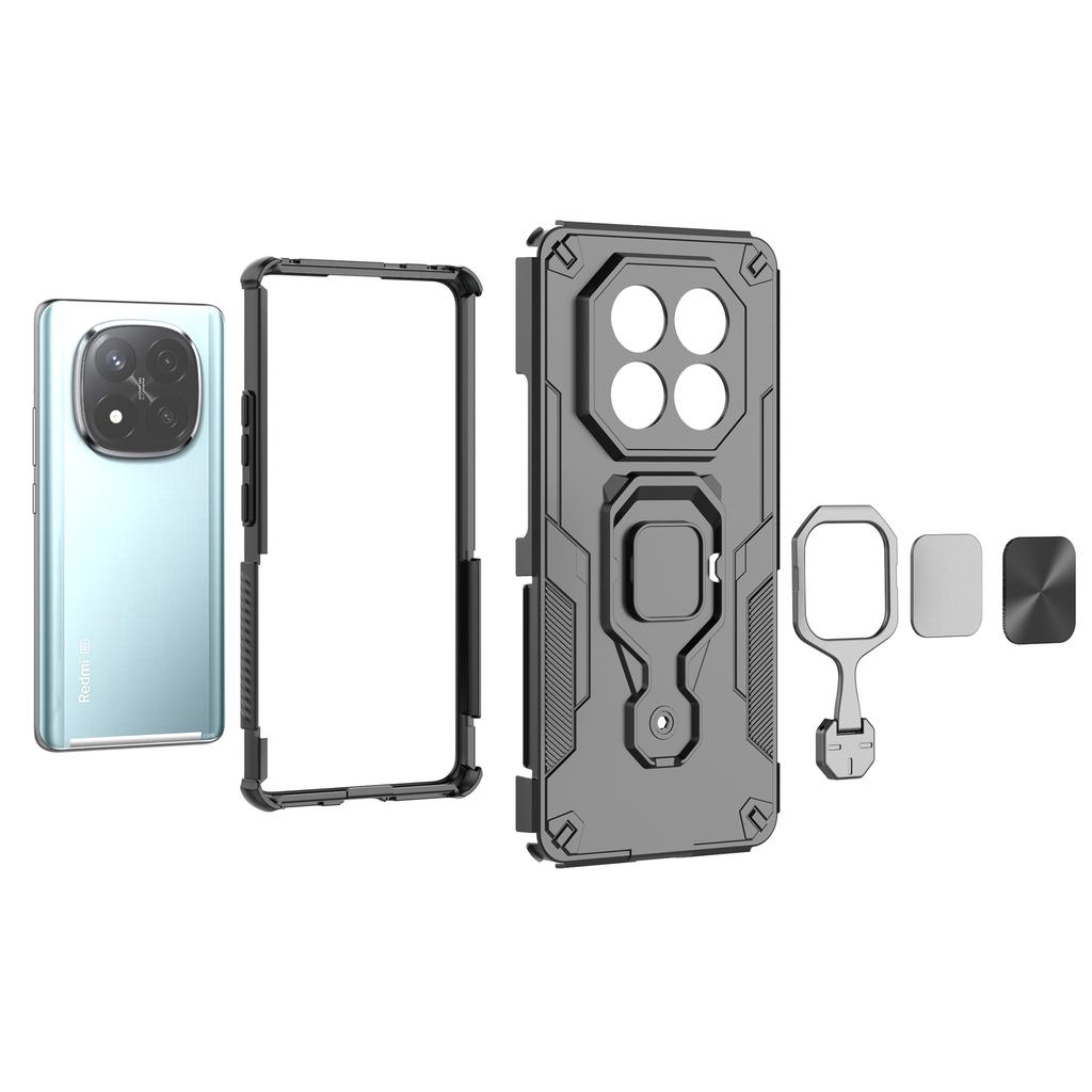 For Xiaomi Redmi Note 14 Pro+ 5G Case Rotatable Ring Kickstand PC+TPU Shockproof Phone Cover